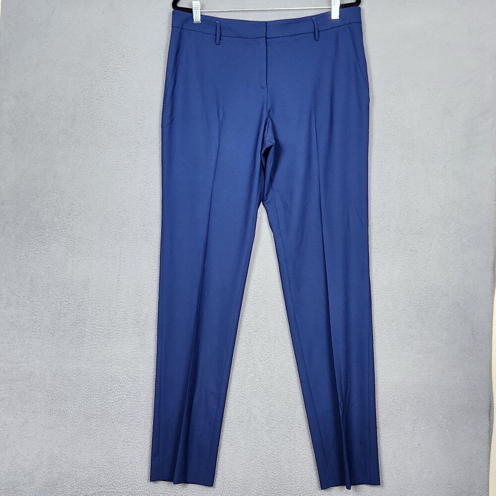 Piazza Sempione Dress Pants Womens 48 Blue Wool Stretch Tapered Italy 36X35.5